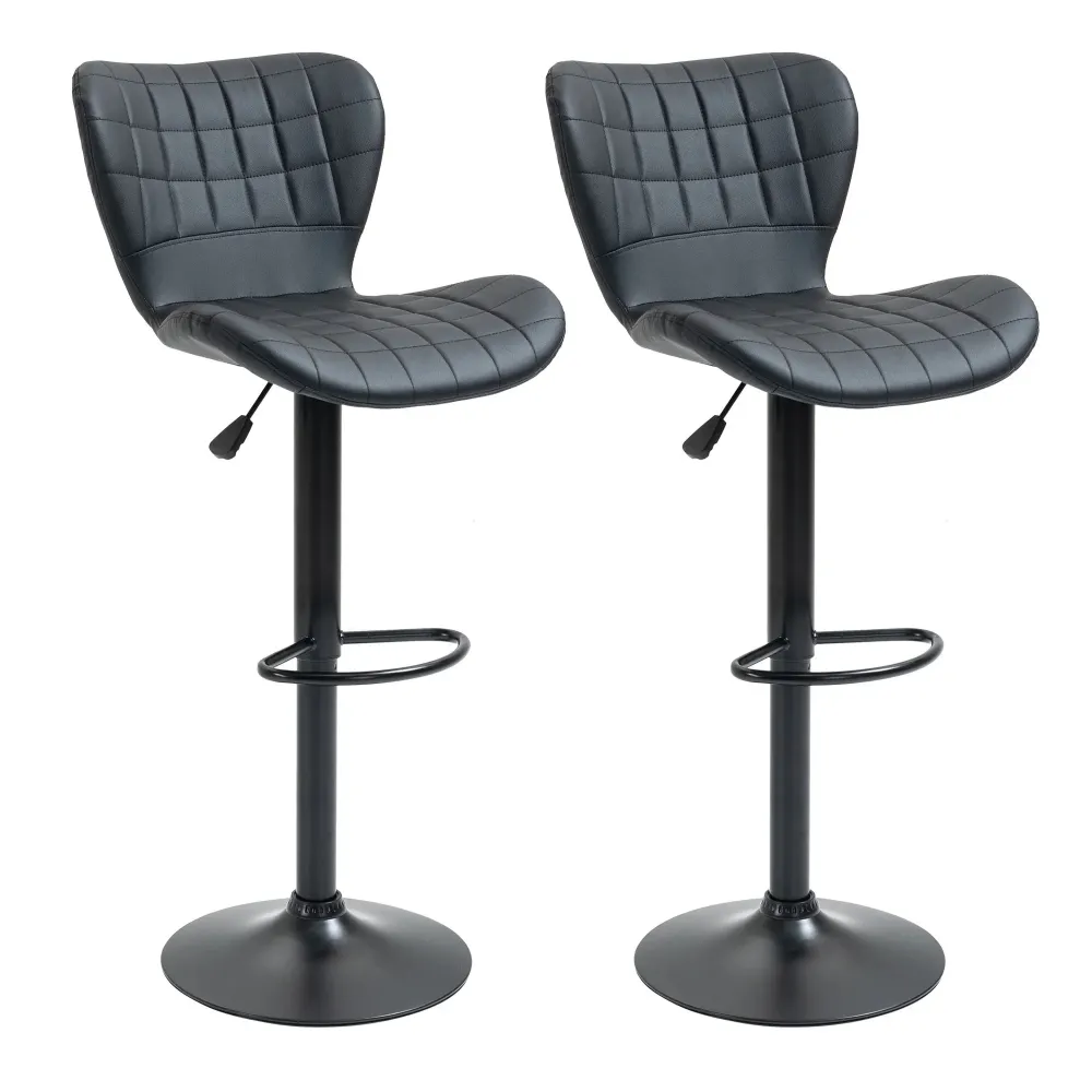 Set di 2 sgabelli da bar dal design retrò neri, 47x56x89-109 cm
