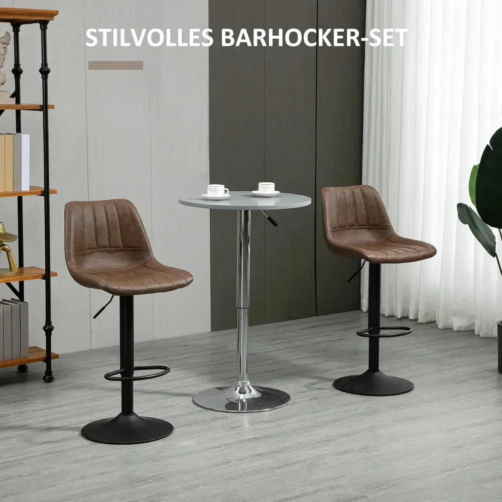 Set di 2 sgabelli da bar dal design retrò con poggiapiedi regolabile altezza, 43x49,5x111 cm