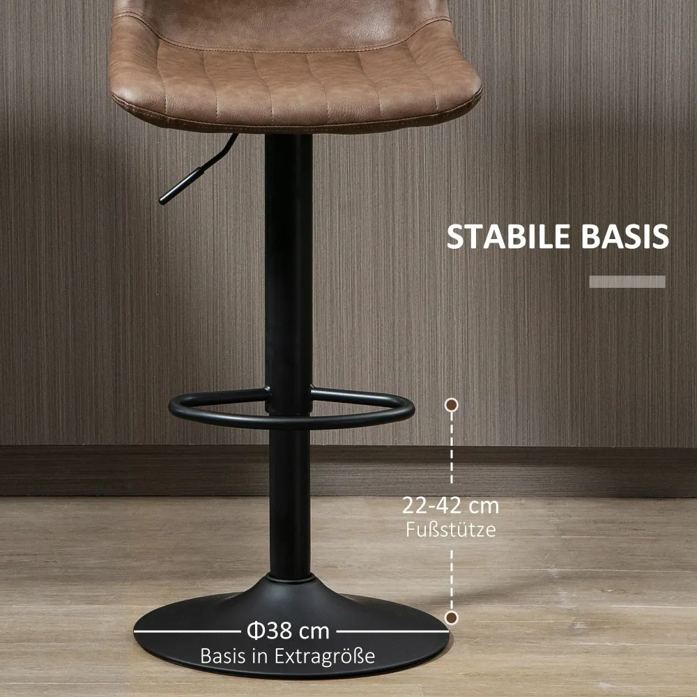 Set di 2 sgabelli da bar dal design retrò con poggiapiedi regolabile altezza, 43x49,5x111 cm