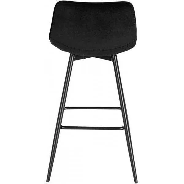 Set di 2 sgabelli da bar di design con poggiapiedi velluto, gambe metallo Elif nero