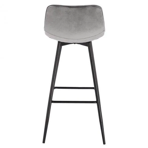 Set di 2 sgabelli da bar di design con poggiapiedi velluto, gambe metallo Elif grigio chiaro