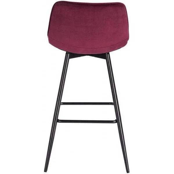 Set di 2 sgabelli da bar di design con poggiapiedi velluto, gambe metallo Elif bordeaux