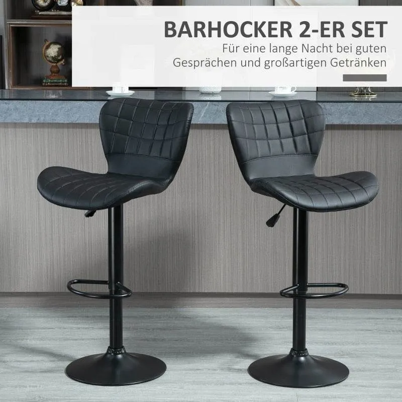 Set di 2 sgabelli da bar design retrò neri