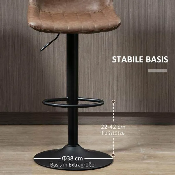 Set di 2 sgabelli da bar design retrò, regolabili altezza, marrone