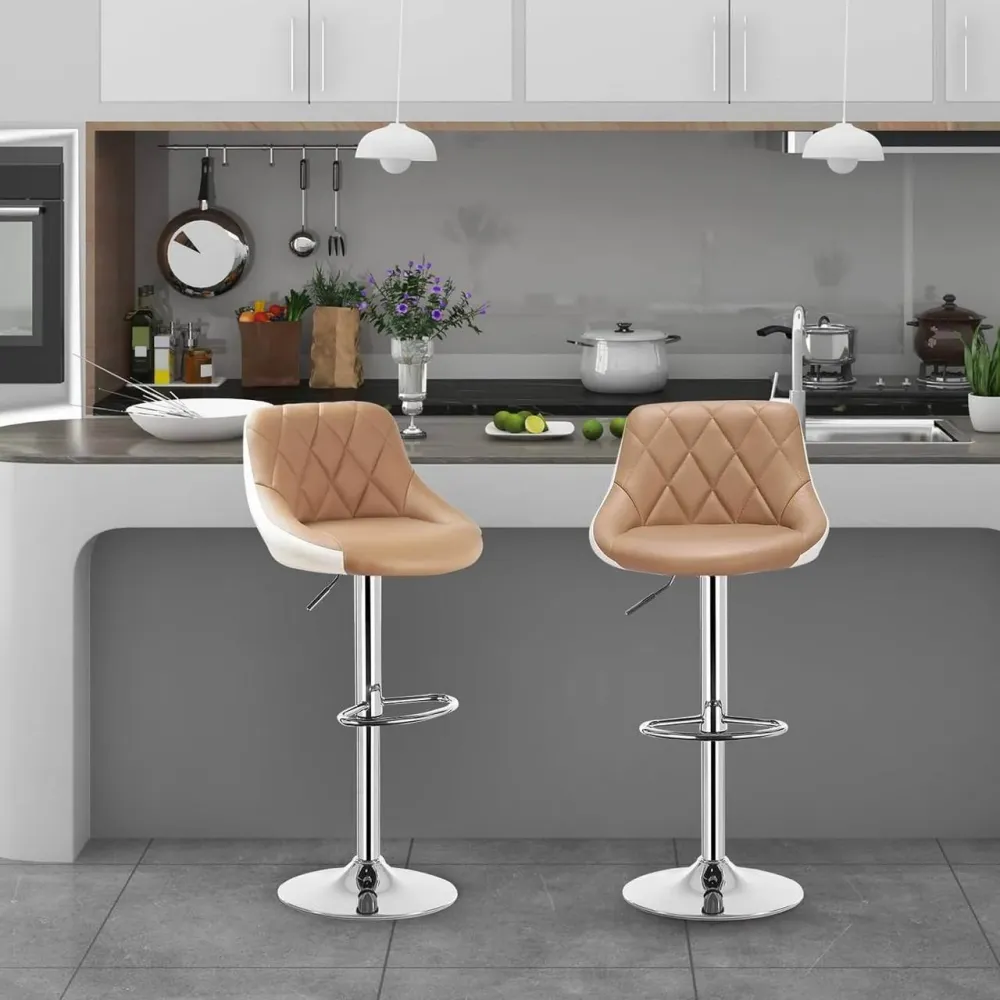 Set di 2 sgabelli da bar modello bicolore Marc Khaki + Bianco