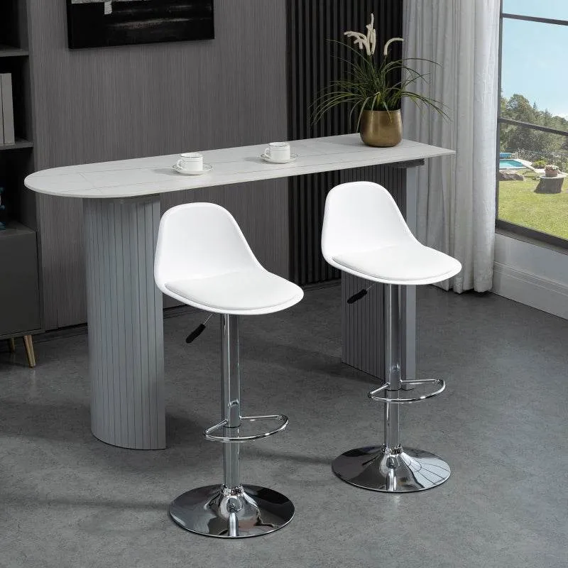 Set di 2 sgabelli da bar, regolabili altezza, bianchi