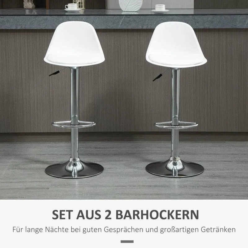 Set di 2 sgabelli da bar, regolabili altezza, bianchi