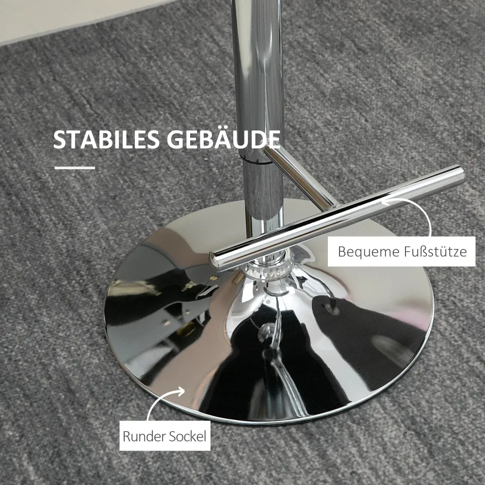 Set di 2 sgabelli da bar, regolabili altezza, girevoli, acciaio, grigio, 46x55x123 cm