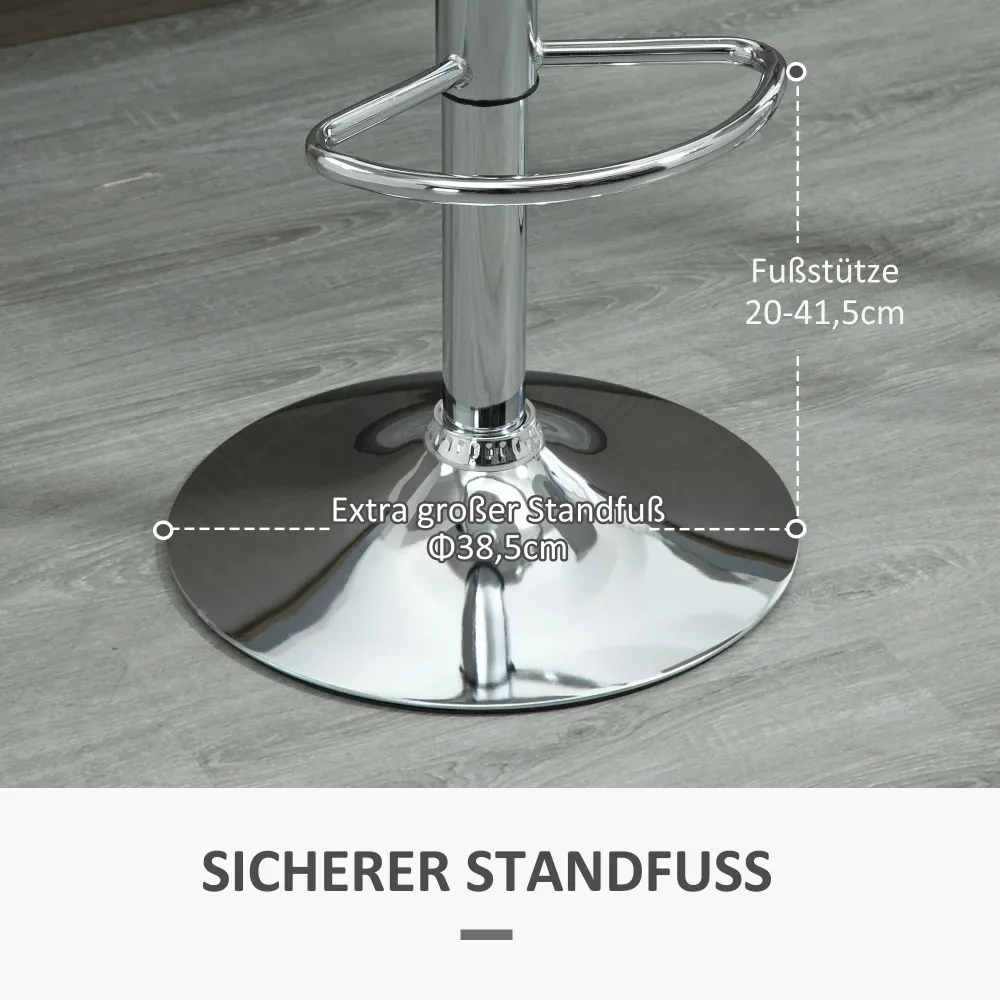 Set di 2 sgabelli da bar, regolabili altezza, girevoli, similpelle, bianco, 40x42x82-104 cm