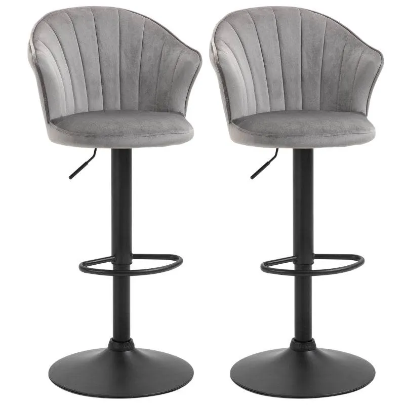 Set di 2 sgabelli da bar, regolabili altezza, grigi