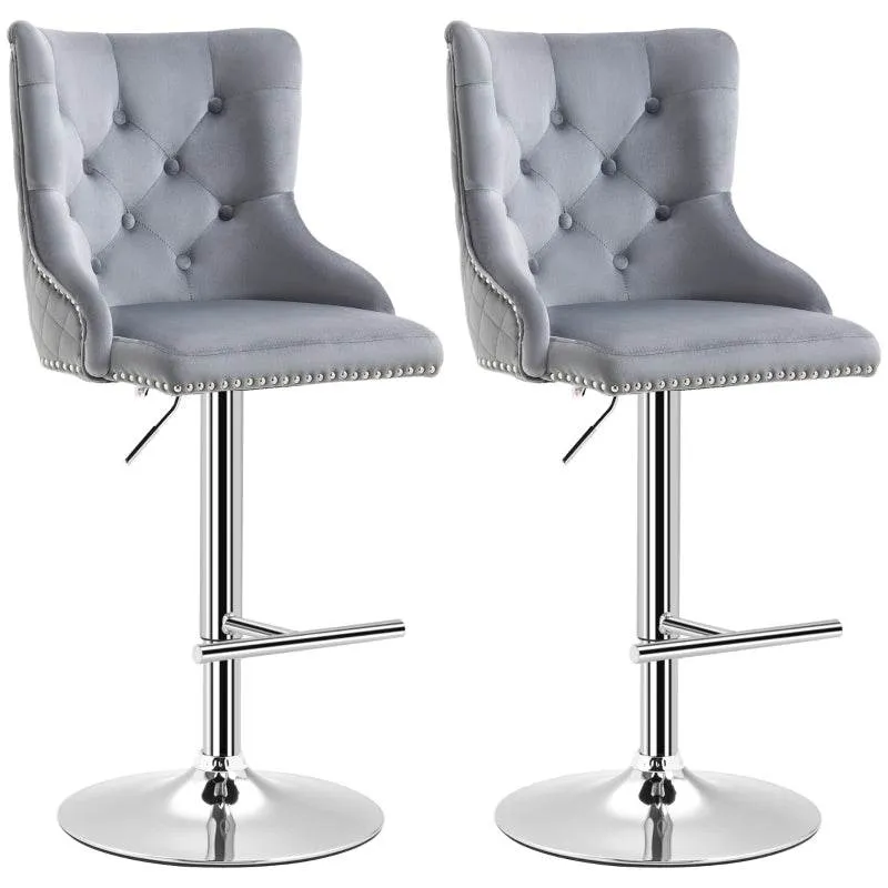 Set di 2 sgabelli da bar regolabili altezza grigio