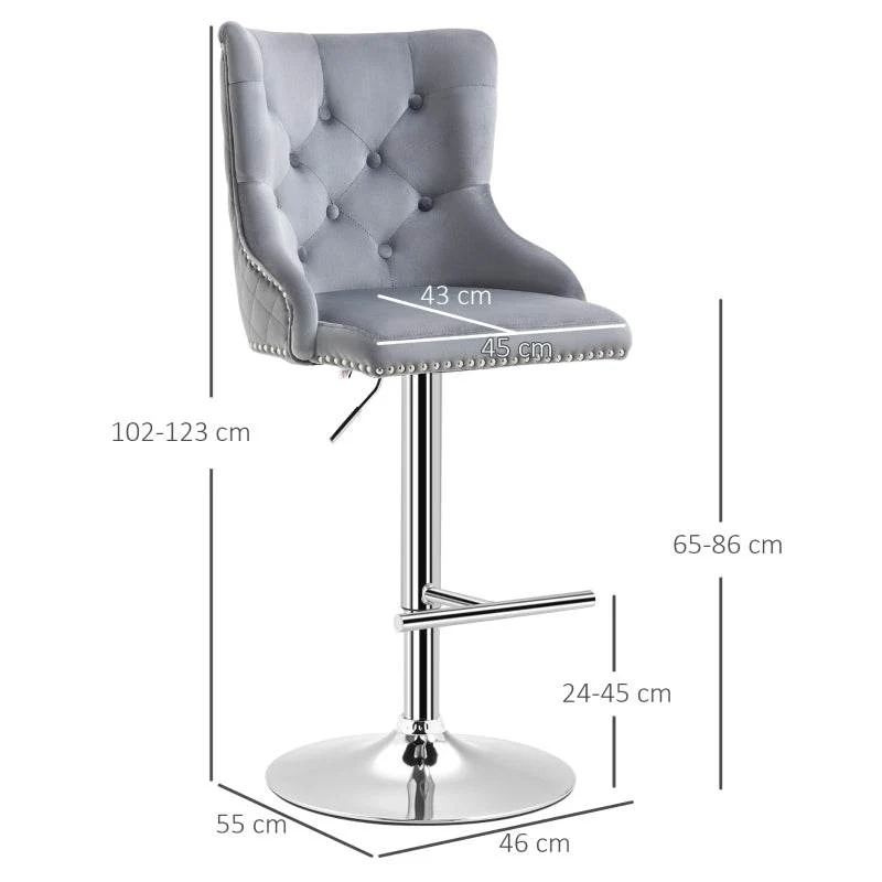 Set di 2 sgabelli da bar regolabili altezza grigio