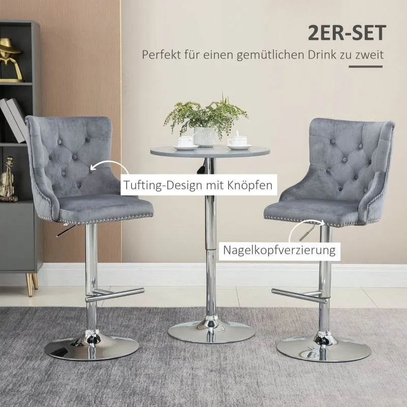 Set di 2 sgabelli da bar regolabili altezza grigio