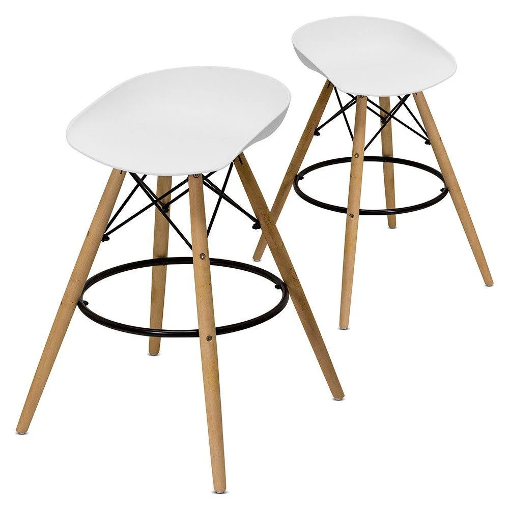 Set 2 Sgabelli da Cucina 43x42x77 cm Gambe Legno Alfred Bianchi