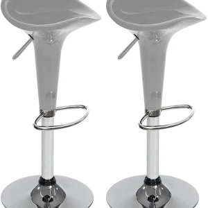 Set 2 Sgabelli Cucina Regolabile Acciaio e ABS Sgabello Girevole Grigio Casa Bar