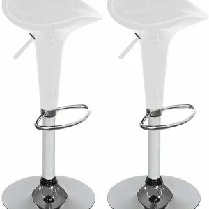 Set 2 Sgabelli Cucina Regolabile Acciaio Sgabello Girevole Bianco Casa Bar
