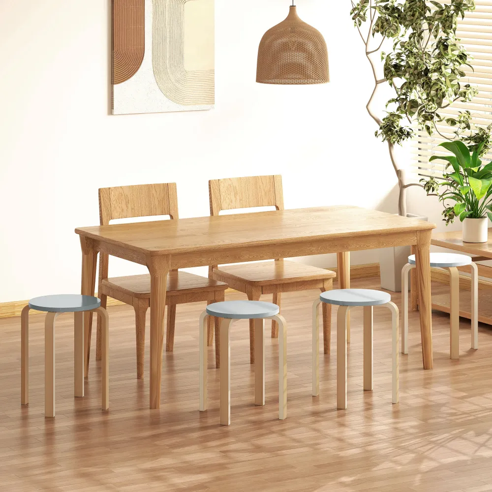 Set 4 Sgabelli Rotondi e Impilabili Ø40x45 cm Legno Grigio