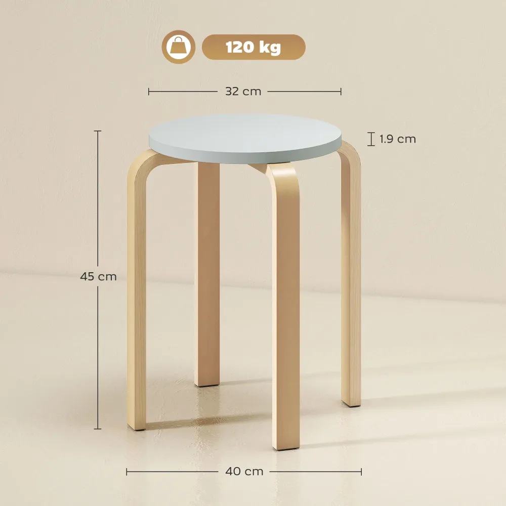 Set 4 Sgabelli Rotondi e Impilabili Ø40x45 cm Legno Grigio