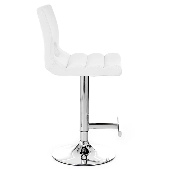 Set da 2 sgabello alto da bar seduta e schienale rivestiti similpelle bianco con base metallo