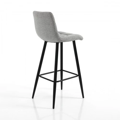 Set da 2 sgabello alto metallo colore nero scocca tessuto grigio cm 44x50x105h