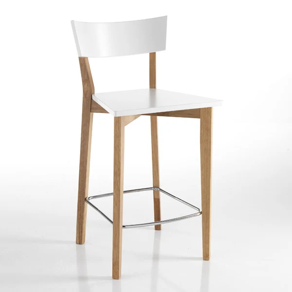 Set 2 sgabello alto moderno da cucina legno massello cm 47x50x94h