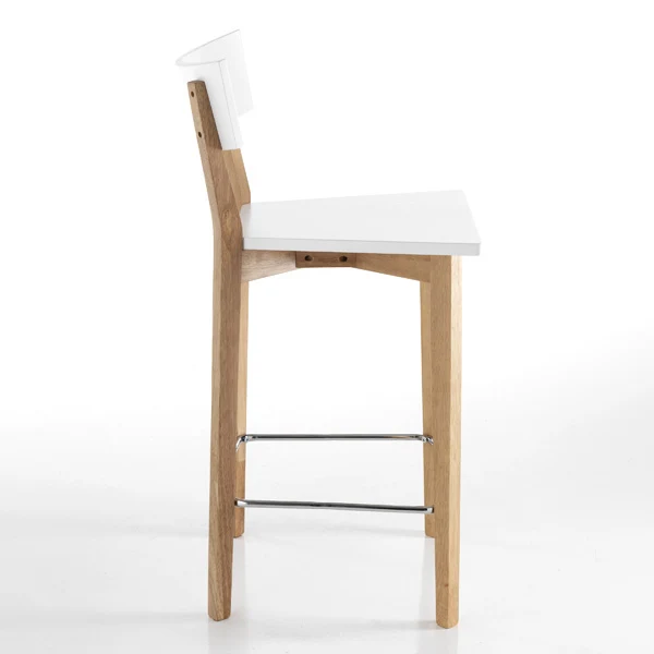 Set 2 sgabello alto moderno da cucina legno massello cm 47x50x94h