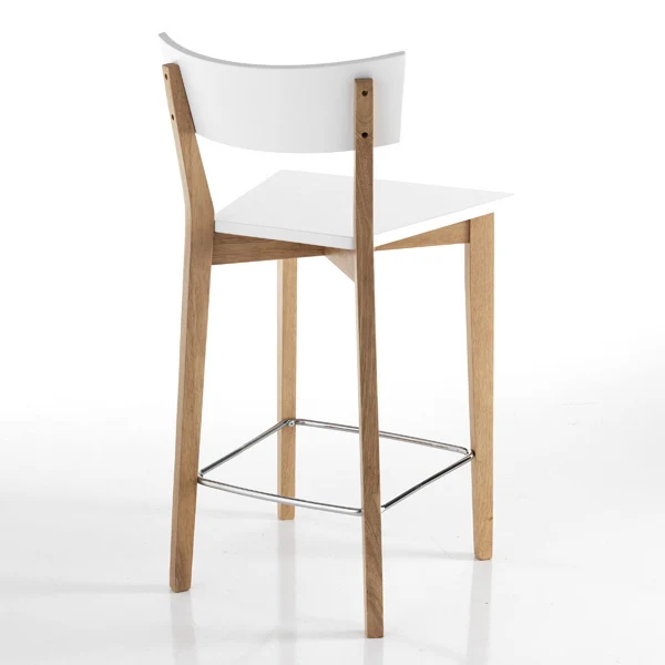 Set 2 sgabello alto moderno da cucina legno massello cm 47x50x94h