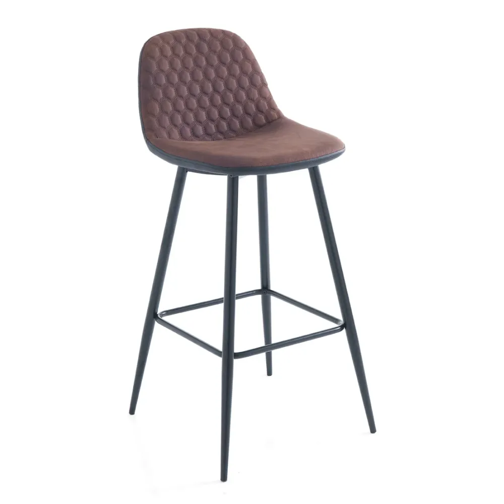 Set da 2 sgabello alto moderno metallo tessuto e similpelle cm 42x50x100h