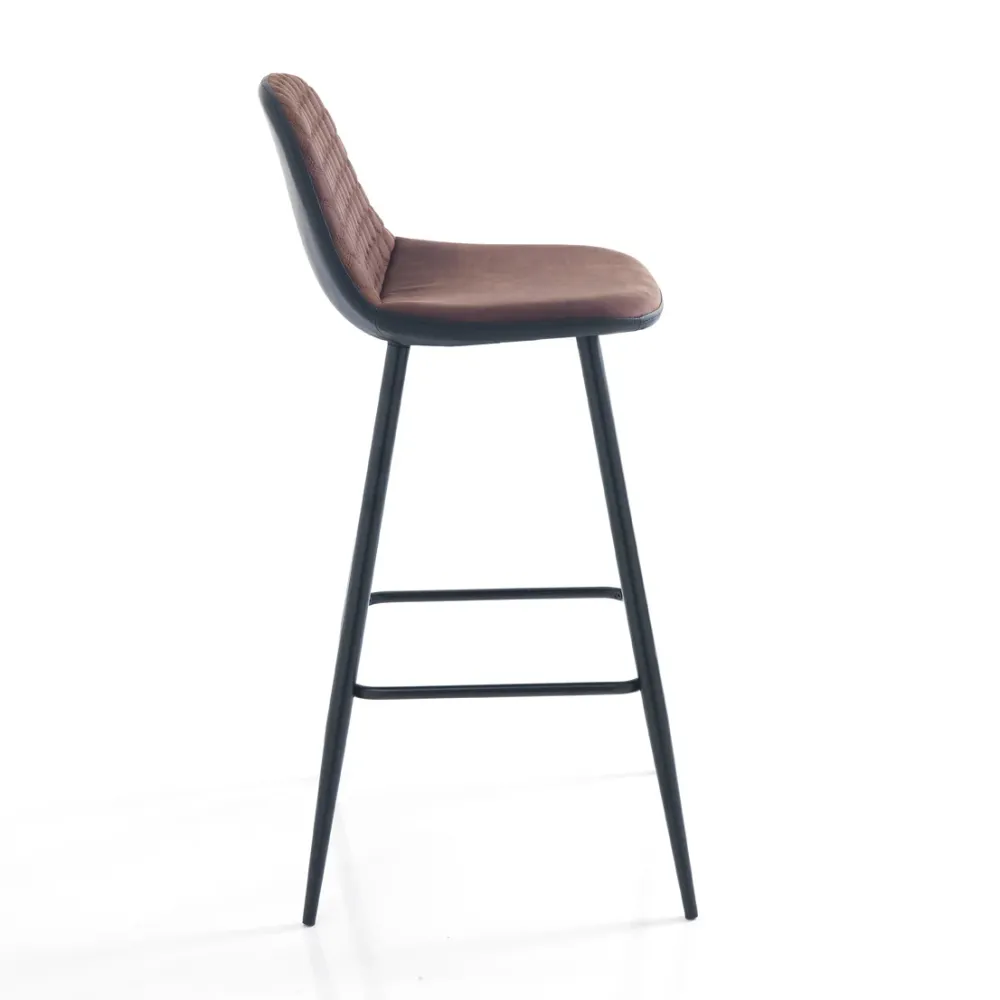 Set da 2 sgabello alto moderno metallo tessuto e similpelle cm 42x50x100h