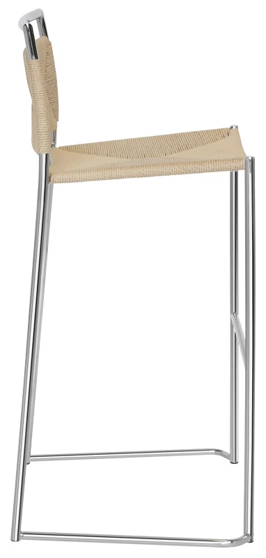 Set da 2 Sgabello alto struttura metallo cromato seduta e schienale impagliati cm 41x39x100h