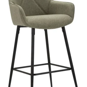 Set da 2 Sgabello alto tessuto verde base metallo nero cm 55x55x109h