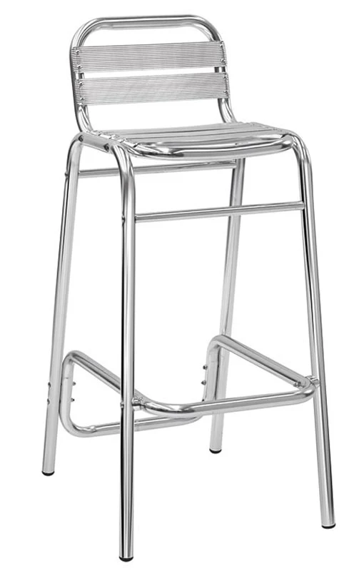 Set da 2 Sgabello da bar alto alluminio per uso esterno cm 40x35x100h