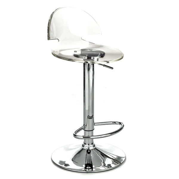Set da 2 sgabello da bar alto trasparente e base metallo altezza regolabile cm 40x41x78h