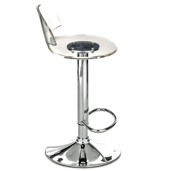 Set da 2 sgabello da bar alto trasparente e base metallo altezza regolabile cm 40x41x78h