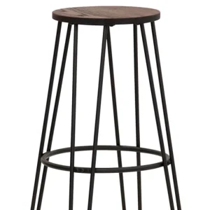 Set da 2 sgabello industriale vintage design legno e ferro cm 33x74h