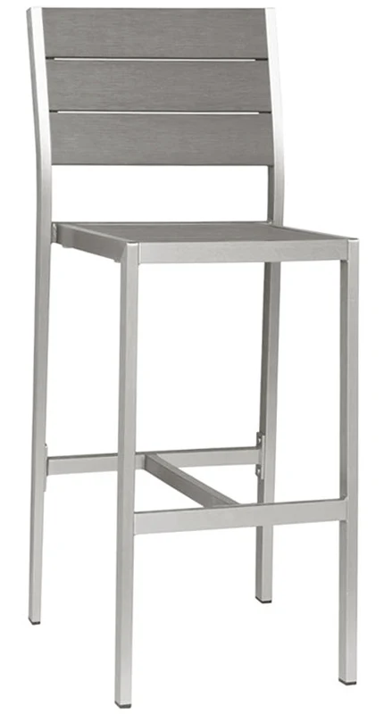 Set da 2 Sgabello moderno alto alluminio satinato e composito cm 41x43x112h