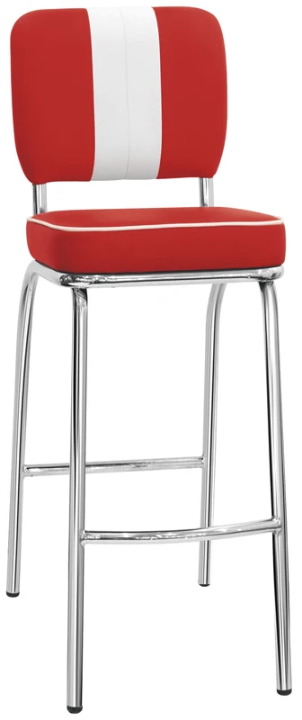 Set da 2 Sgabello moderno alto metallo cromato ed ecopelle colore rosso cm 39x37x110h