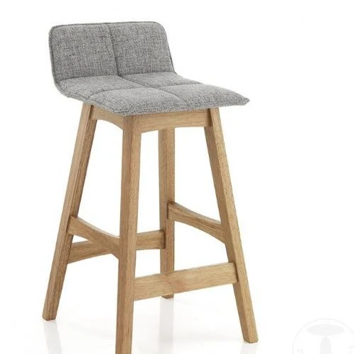 Set da 2 sgabello moderno fisso legno massello rovere seduta tessuto cm 39x47x84h