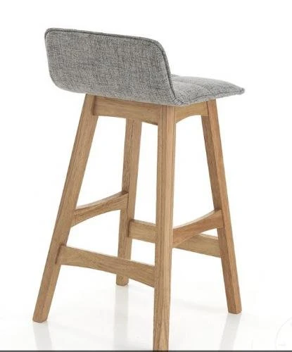 Set da 2 sgabello moderno fisso legno massello rovere seduta tessuto cm 39x47x84h