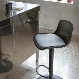 Set da 2 Sgabello regolabile da cucina ecopelle e polipropilene nero 45x80/100h