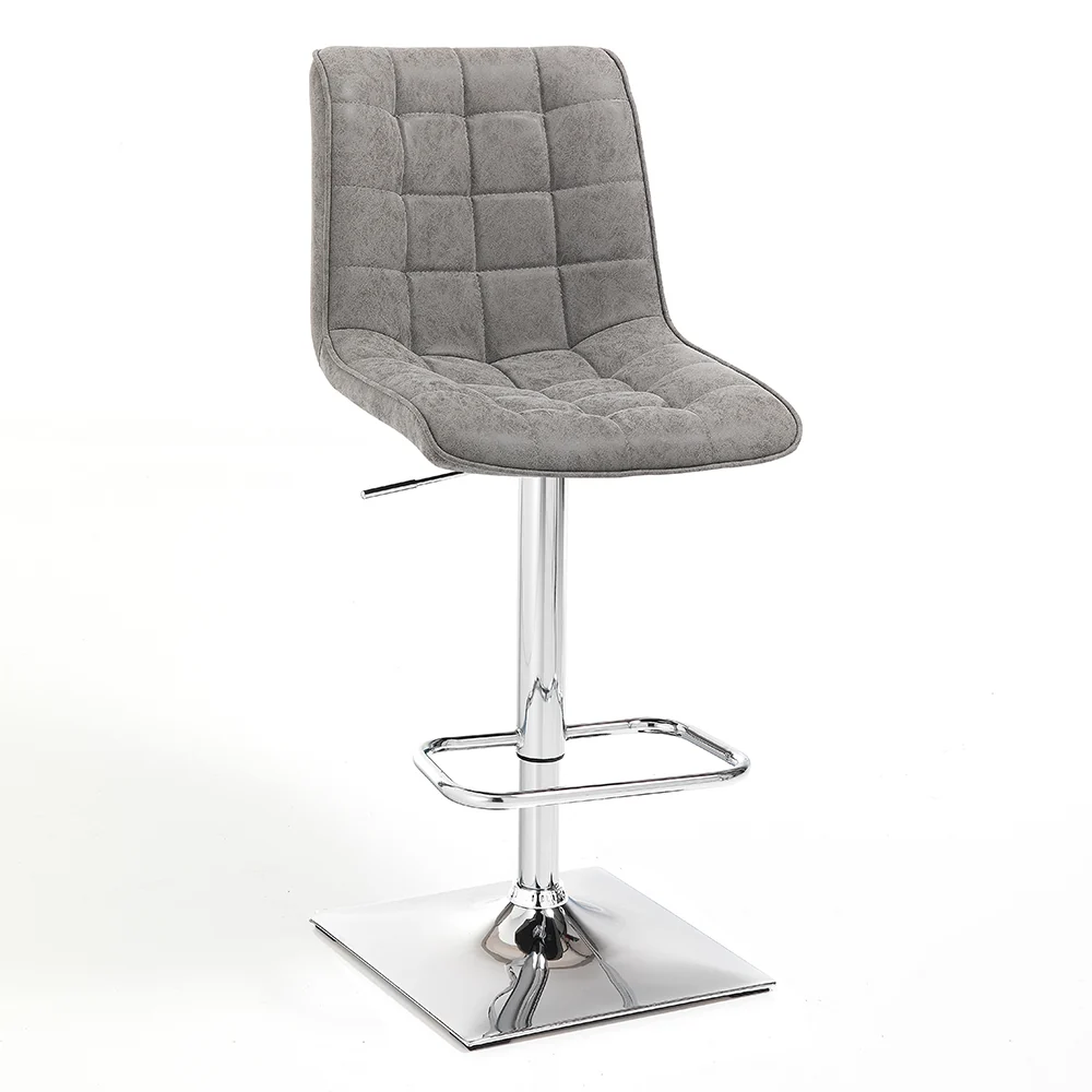 Set da 2 sgabello regolabile gamba metallo seduta similpelle grigio cm 46x54x98/118h