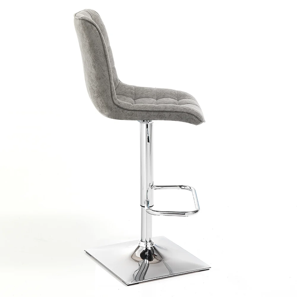 Set da 2 sgabello regolabile gamba metallo seduta similpelle grigio cm 46x54x98/118h