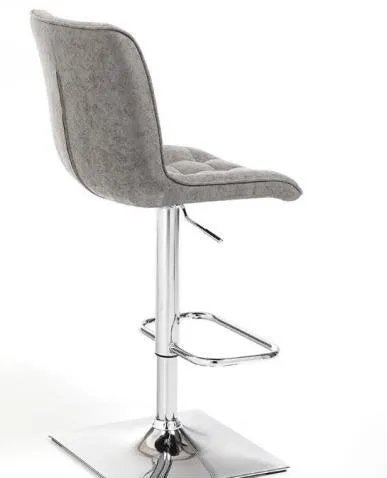 Set da 2 sgabello regolabile gamba metallo seduta similpelle grigio cm 46x54x98/118h