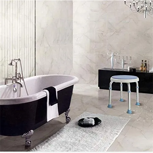 SETSCZY Sgabello Girevole 360° per Doccia Altezza Regolabile Sgabello Bagno con Piedini Antiscivolo Sedile da Doccia per S...