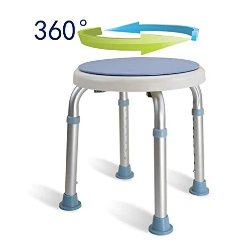 SETSCZY Sgabello Girevole 360° per Doccia Altezza Regolabile Sgabello Bagno con Piedini Antiscivolo Sedile da Doccia per S...