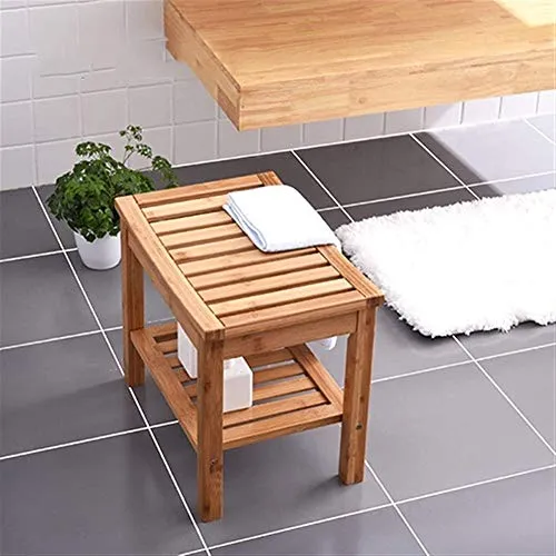SETSCZY Sgabello per Sedile Doccia bambù, sedili di Sicurezza per Vasca da Bagno, carico Antiscivolo Resistente all'Acqua...