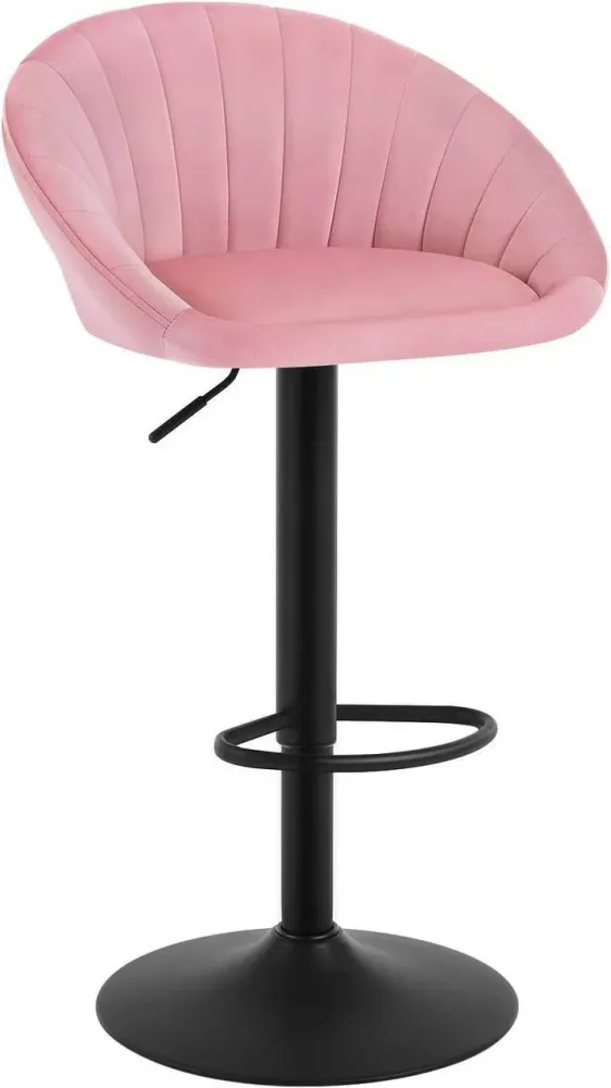 4x Sgabelli da Bar Regolabili Altezza Girevoli con Schienale Velluto Metallo Rosa