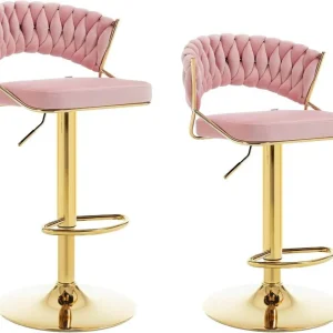 2x Sgabelli da bar regolabili altezza velluto metallo oro rosa