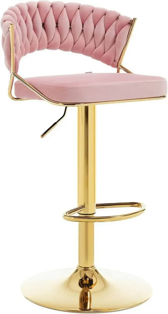 4x Sgabelli da bar regolabili altezza velluto metallo oro rosa