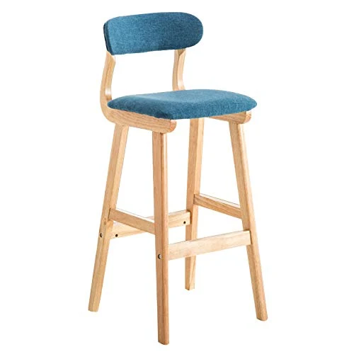Sgabelli da bar Legno, Cuscino Cotone E Schienale Sgabello da Cucina con Poggiapiedi Sedia da 73 Cm per Soggiorno Balcone...